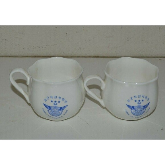 Vintage Combat Air Command ROKAF Bone China KOREA Coffee Mug Set Air Force - Picture 1 of 8
